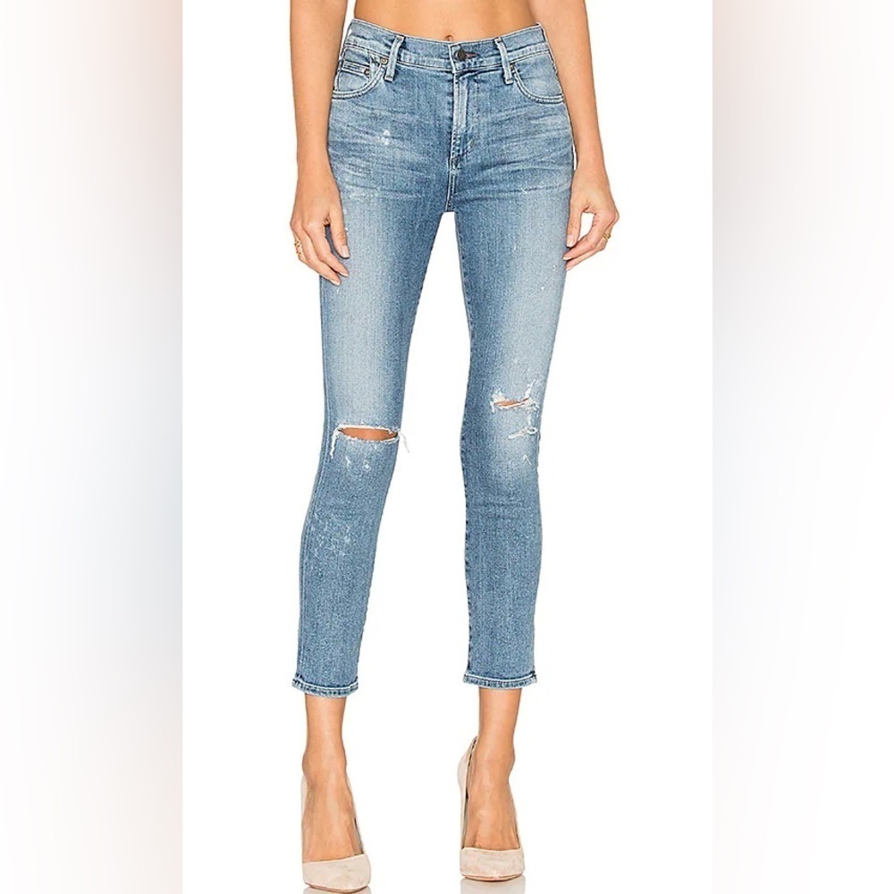 Citizens of Humanity Rocket High Rise Crop Skinny in Distressed Fizzle